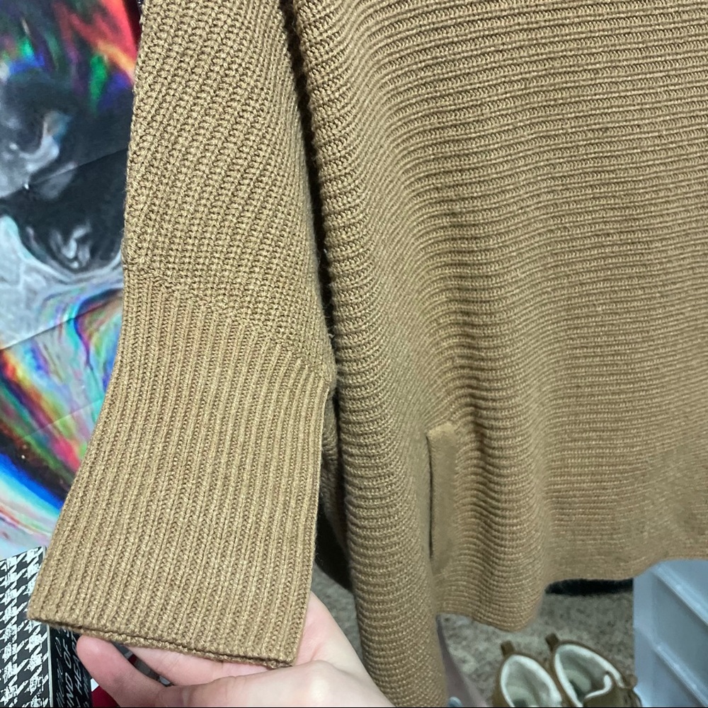 H&M Oversized Mock Neck Poncho Style Sweater Tan - Picture 8 of 11